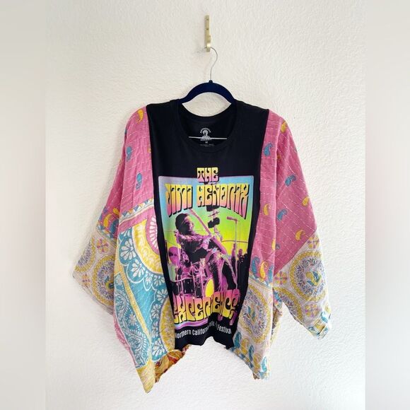 Up cycled Kimonos!  Pink Floyd, Nirvana Kantha Patchwork with graphic band T’s. - Picture 4 of 16